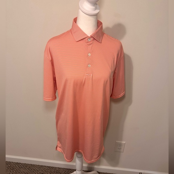 Holderness & Bourne Other - Holderness & Bourne Men's Orange Striped Tailored Fit Polo Shirt Size L